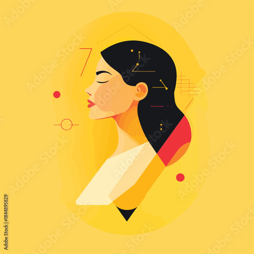 Elegant Virgo Woman with Constellation Hair Design.