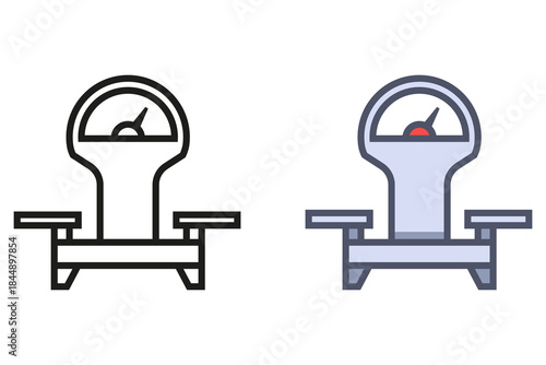 Black icon of grocery scales in a store. Flat illustration