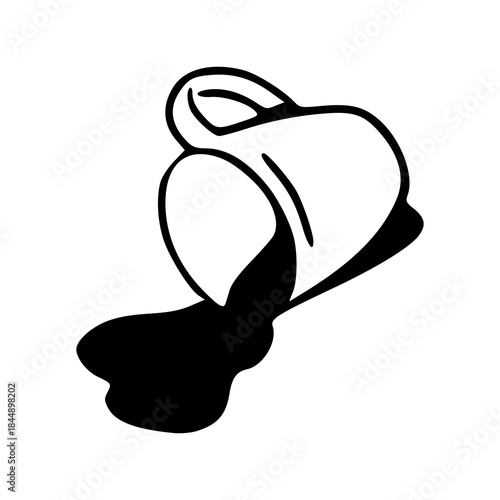 coffee mug spill line art icon