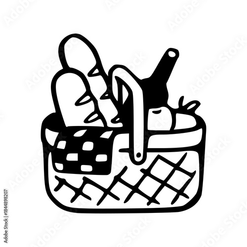 outline drawing of wicker hamper