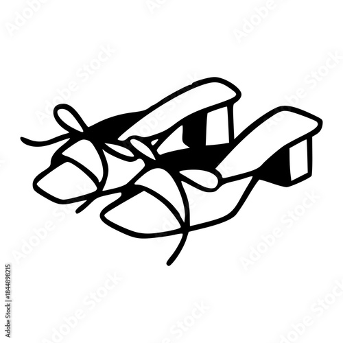 women's block heel sandals line art