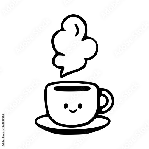 happy hot drink mug kawaii mascot vector