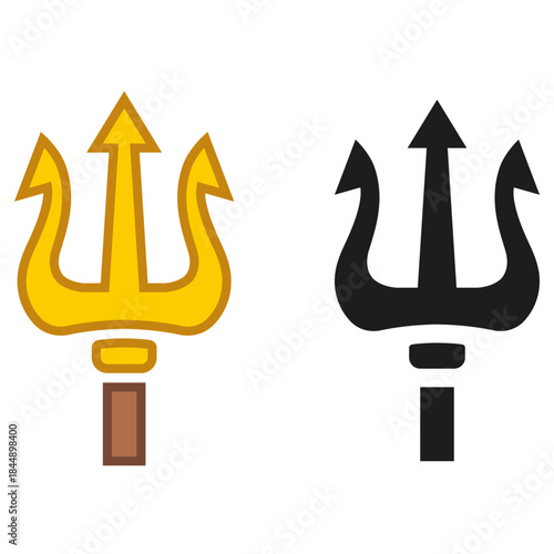 Trident staff icon. Flat illustration.