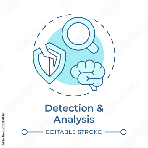 Detection and analysis soft blue concept icon. Risk management, hacking security. Vulnerability assessment. Round shape line illustration. Abstract idea. Graphic design. Easy to use in brochure