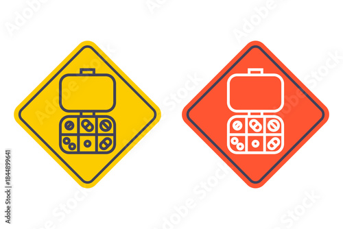 Pill box icon for daily use. Flat vector illustration.