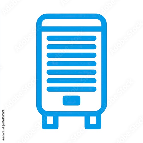 Blue icon of a vertical rectangular device with parallel horizontal lines