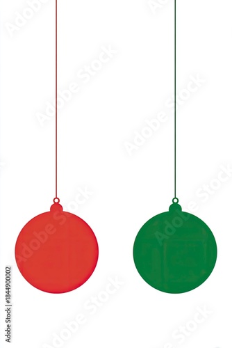 Simple illustration of two hanging Christmas ornaments