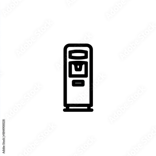 Simple black outline drawing of a tall, vertical water dispenser