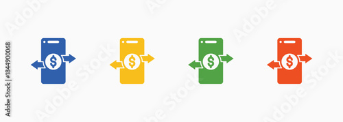 Online Money Transfer-Icon Multiple Color Style Collection Element For Design