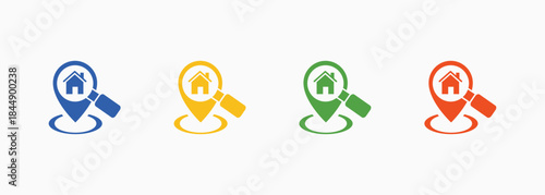 Find Location-Icon Multiple Color Style Collection Element For Design
