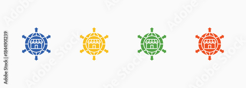 Market Expansion Icon Set Multiple Color Style Element For Design