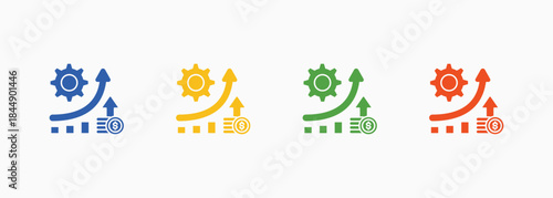 Efficiency Gain Icon Set Multiple Color Style Element For Design