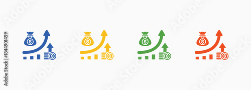 Profit Maximization Icon Set Multiple Color Style Element For Design