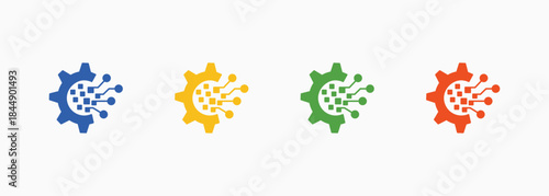 Digital Transformation Icon Set Multiple Color Style Element For Design