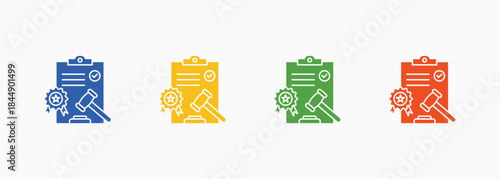 Regulatory Compliance Icon Set Multiple Color Style Element For Design