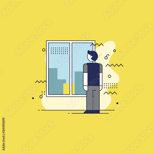 Man Gazing Out Window - A Moment of Reflection.