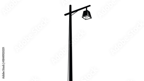 Simple black and white illustration of a solitary street lamp on white background