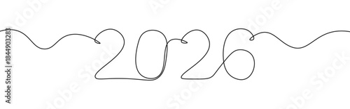 2026 new year doodle line card poster illustration vector