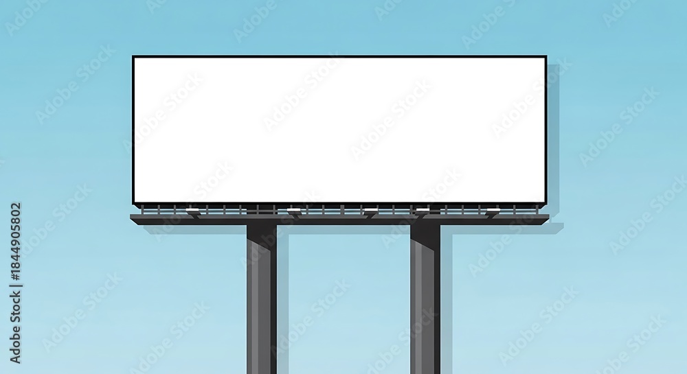 Obraz premium Blank Billboard Against a Clear Blue Sky.