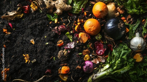 Organic compost, rich dark earth with decomposing matter, real texture, cycle of life, macro