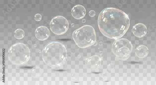 A captivating display of floating soap bubbles creates a mesmerizing abstract image