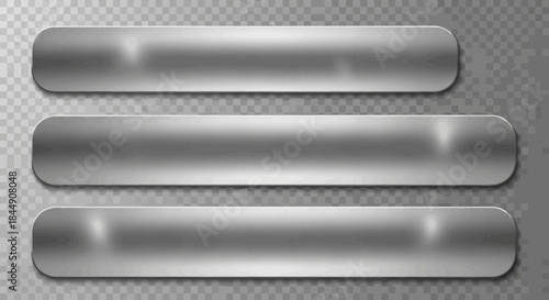 Realistic Silver Metal Plate Banners for Website or User Interface Design