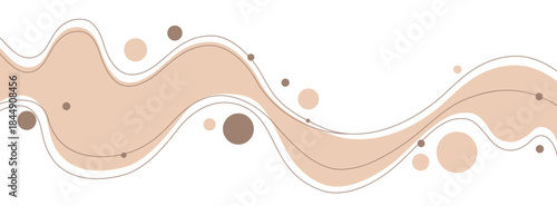 Abstract wavy lines and scattered circles in neutral beige and brown tones