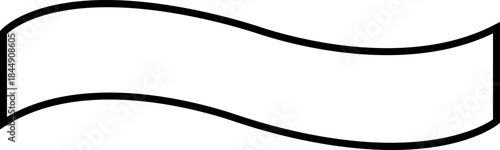 Ribbon banner icon black line style. Decorative outline strip silhouette, award tag sign, Vintage vector illustration for project design branding and presentation isolated on transparent background.