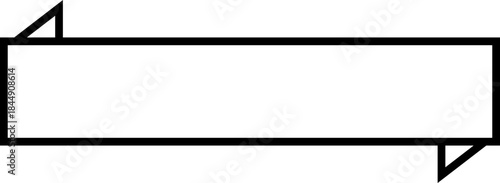 Ribbon banner icon black line style. Decorative outline strip silhouette, award tag sign, Vintage vector illustration for project design branding and presentation isolated on transparent background.