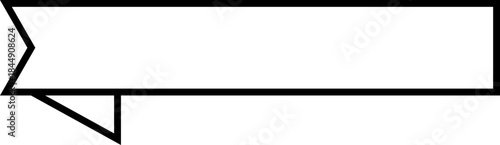 Ribbon banner icon black line style. Decorative outline strip silhouette, award tag sign, Vintage vector illustration for project design branding and presentation isolated on transparent background.