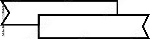 Ribbon banner icon black line style. Decorative outline strip silhouette, award tag sign, Vintage vector illustration for project design branding and presentation isolated on transparent background.