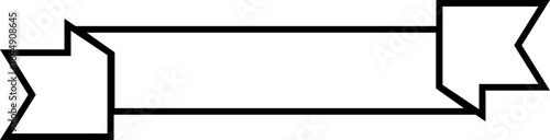 Ribbon banner icon black line style. Decorative outline strip silhouette, award tag sign, Vintage vector illustration for project design branding and presentation isolated on transparent background.