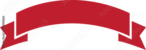 Ribbon banner icon in red flat style. Decorative label strip silhouette, award tag sign, Vintage vector illustration for project design branding and presentation isolated on transparent background.