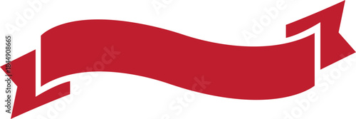 Ribbon banner icon in red flat style. Decorative label strip silhouette, award tag sign, Vintage vector illustration for project design branding and presentation isolated on transparent background.