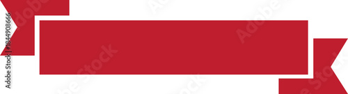 Ribbon banner icon in red flat style. Decorative label strip silhouette, award tag sign, Vintage vector illustration for project design branding and presentation isolated on transparent background.