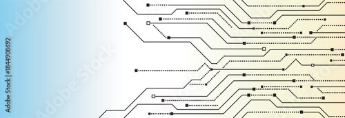 Abstract geometric pattern featuring branching lines and circular elements