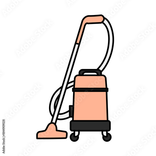 清掃作業に使われる業務用掃除機のイラスト｜施設やオフィスでの掃除やメンテナンスを想定したシンプルで汎用性の高い清掃用品素材