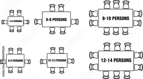 Guide to different rectangular table seating arrangements and capacities
