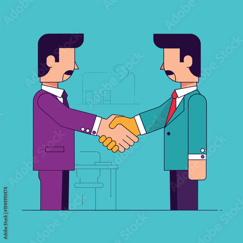 Businessmen shaking hands in agreement, sealing a deal.