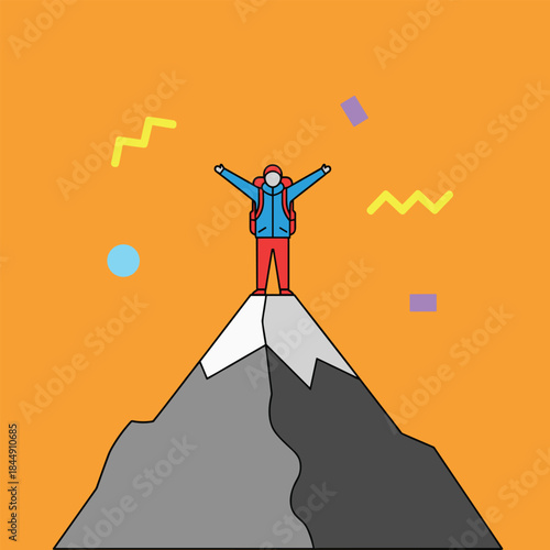 Person Reaching Summit - A Symbol of Achievement and Success.