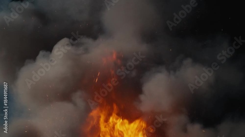 Wallpaper Mural fire burning in the fire, Abstract background with mystic blue smoke moving over old asphalt. Empty dark city street with horror atmosphere. Night scene with fog without people. Torontodigital.ca