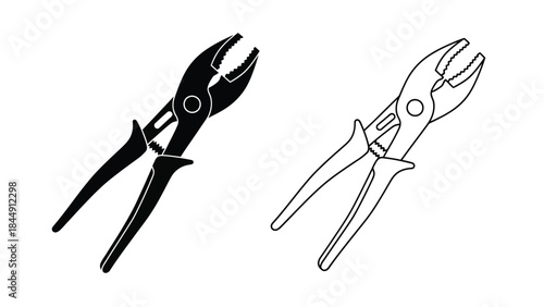 Two depictions of combination pliers in black and white line art