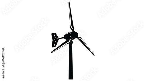 A simple black and white illustration of a single wind turbine