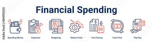 Financial Spending banner web icon vector illustration concept for business with icon of Spending Money, Expenses, Budgeting, Reduce Cost, Cost Saving, Cash Flow, Pay.