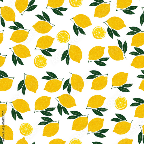 手描きのシンプルなレモンのシームレスパターン