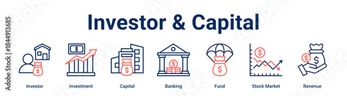 Investor & Capital banner web icon vector illustration concept for business with icon of Investor, Investment, Capital, Banking, Fund, Stock Market.