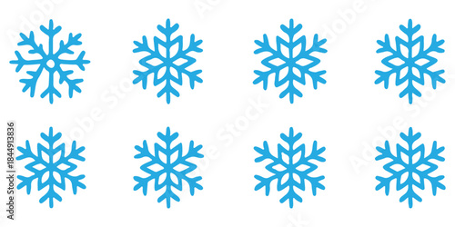 Snowflake icon graphic set. trendy stroke line style