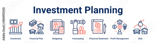 Investment Planning banner web icon vector illustration concept for business with icon of Investment, Financial Plan, Budgeting, Forecasting, Financial Statement, Profit Management.