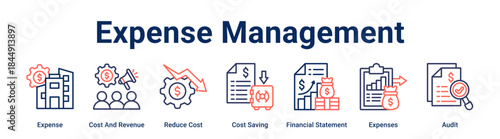 Expense Management banner web icon vector illustration concept for business with icon of Expense, Cost And Revenue, Reduce Cost, Cost Saving, Financial Statement, Expenses.