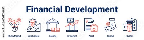 Financial Development banner web icon vector illustration concept for business with icon of Money Magnet, Development, Banking, Investment, Asset, Revenue.